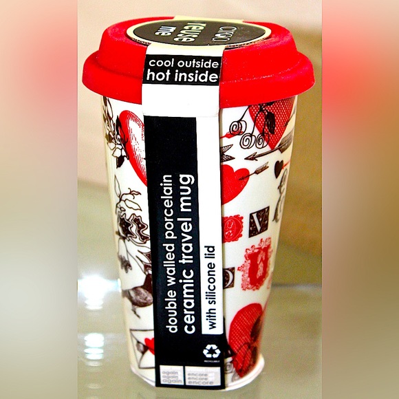 CIROA REUSE ME TRAVEL MUG HEARTS PARIS LANDMARKS SILICON LID COFFEE 10 OZ MULT… - Picture 4 of 4